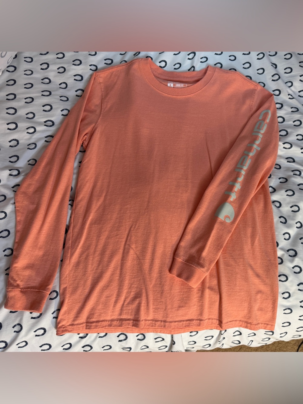 Carhartt Coral Peach Long-Sleeve Logo Tee